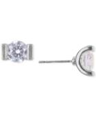 Lonna & Lilly Silver-tone Tension-set Crystal Stud Earrings