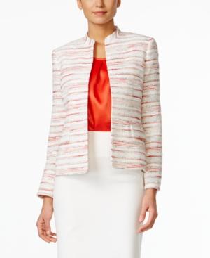 Kasper Petite Striped Tweed Flyaway Jacket