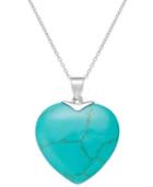 Manufactured Turquoise Heart Pendant Necklace In Sterling Silver (20 Ct. T.w.)