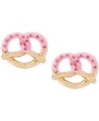 Betsey Johnson Gold-tone Pink Pretzel Stud Earrings
