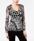 Inc International Concepts Printed Faux-wrap Top, Only At Macy's