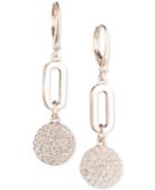 Dkny Gold-tone Link & Pave Disc Drop Earrings, Created For Macy's