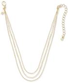 Inc International Concepts Gold-tone Triple-layer Choker Necklace, 12 + 3 Extender, Created For Macy's