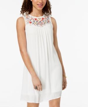 Trixxi Juniors' Embroidered Lace-up Dress