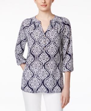 Charter Club Henley Blouse, Damask Print
