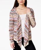 American Rag Striped Crochet-trim Waterfall-front Hoodie Cardigan, Only At Macy's