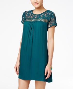Trixxi Juniors' Lace-yoke Shift Dress