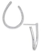 Diamond Front & Back Hoop Earrings (1/2 Ct. T.w.) In 14k White Gold