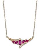 Ruby (1 Ct. T.w.) & Diamond (1/6 Ct. T.w.) 17 Statement Necklace In 14k Gold