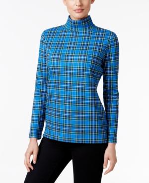 Karen Scott Plaid Turtleneck Top, Only At Macy's