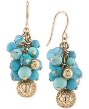Carolee Gold-tone Bead Cluster Drop Earrings