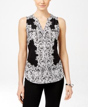 Inc International Concepts Printed Split-neck Top, Created For Macy's