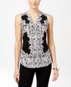 Inc International Concepts Printed Split-neck Top, Created For Macy's