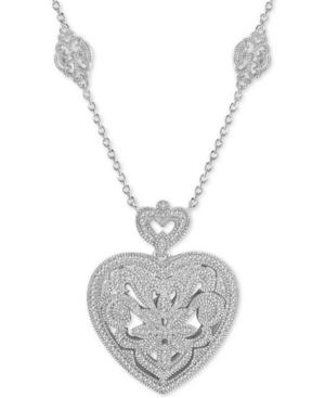 Diamond (1/3 Ct. T.w.) Heart 18 Pendant Necklace In Sterling Silver