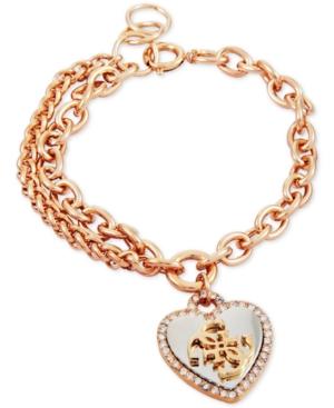 Guess Two-tone Crystal Heart Charm Bracelet