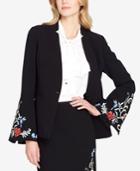 Tahari Asl One-button Embroidered Crepe Jacket