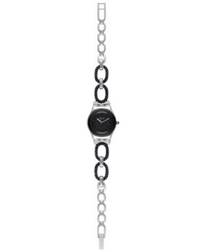 Swatch Women's Black Glitter Crystal Accent Two-tone Pvd Stainless Steel Bracelet Watch 34mm Yss293g