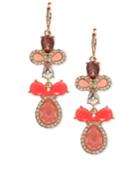 Nine West Gold-tone Pink Stone Pave Chandelier Earrings