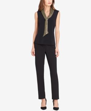 Tahari Asl Metallic Sailor Blouse, Regular & Petite