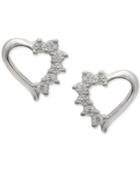 Giani Bernini Cubic Zirconia Open Heart Stud Earrings In Sterling Silver, Created For Macy's