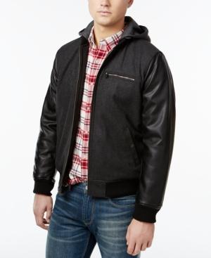 Levi's Faux-leather Sleeve Hooded Bomber Jacket