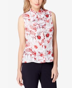 Tahari Asl High-neck Ruffled Blouse