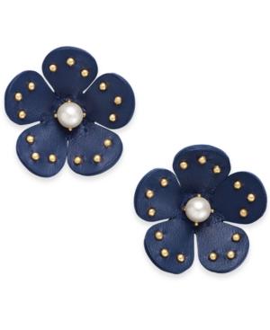Kate Spade New York Gold-tone Leather Flower Stud Earrings