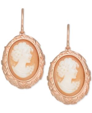 Cornelian Shell And Agate Madonna Cameo Drop Earrings In 14k Rose Gold