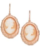 Cornelian Shell And Agate Madonna Cameo Drop Earrings In 14k Rose Gold