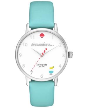Kate Spade New York Women's Metro Island Turquoise Leather Strap Watch 34mm Ksw1104