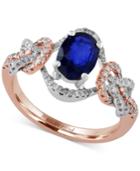 Royale Bleu By Effy Sapphire (1-3/8 Ct. T.w.) And Diamond (1/4 Ct. T.w.) Ring In 14k Rose And White Gold