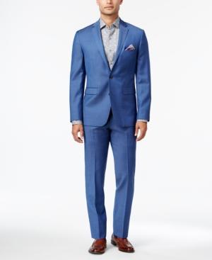 Vince Camuto Men's Slim-fit Medium Blue Chambray Suit