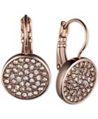 Anne Klein Rose Gold-tone Pave Disc Drop Earrings