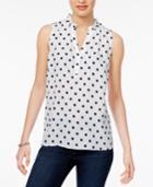 Maison Jules Polka-dot Ruffle-neck Top, Created For Macy's