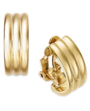 Lauren Ralph Lauren Gold-tone Ribbed Hoop Clip-on Earrings