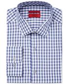 Alfani Red Men's Big And Tall Fitted Performance Shaded Blue Gingham Dress Shirt, Only At Macy's