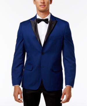 Alfani Men's Slim-fit Blue Micro-grid Dinner Jacket, Only At Macy's