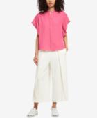 Dkny Mandarin-collar Flutter-sleeve Shirt, Created For Macy's