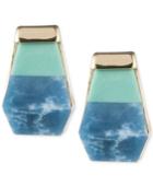 Anne Klein Gold-tone Blue Stone Stud Earrings