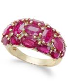 Certified Ruby (6 Ct. T.w.) And Diamond (1/8 Ct. T.w.) Dome Ring In 14k Gold
