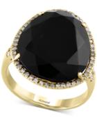 Eclipse By Effy Black Onyx (9-9/10 Ct. T.w.) And Diamond (1/4 Ct. T.w.) Ring In 14k Gold