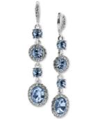 Givenchy Silver-tone Pave & Blue Stone Linear Drop Earrings