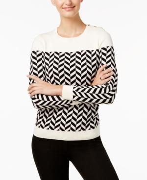 Charter Club Printed Button-detail Sweater, Created For Macy's