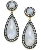 Paul & Pitu Naturally 14k Gold-plated Pave Moonstone Drop Earrings