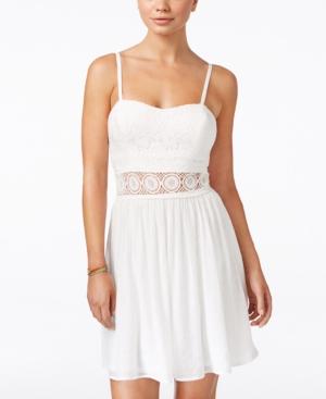Bcx Juniors' Lace Illusion-waist Fit & Flare Dress