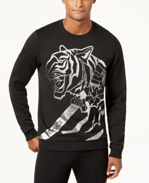 Versace Men's Silver Metallic-print Sweatshirt
