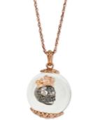 Betsey Johnson Gold-tone Royal Skull In A Globe Pendant Necklace