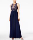 Nightway Lace Illusion A-line Gown