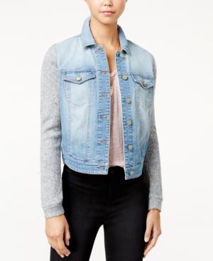 Tinseltown Juniors' Sweater-sleeve Denim Jacket