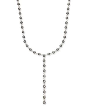 Inc International Concepts Silver-tone Hematite Stone Lariat Necklace, Created For Macy's